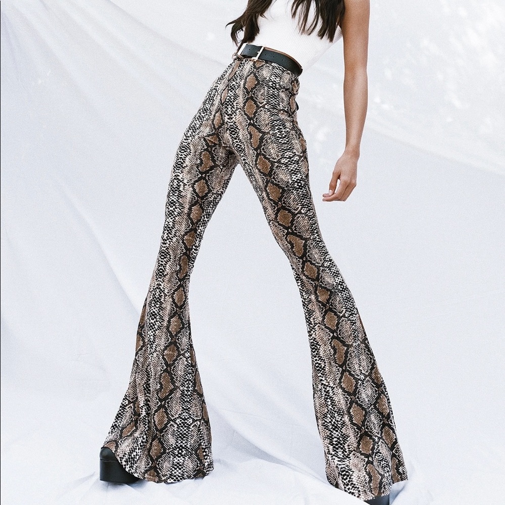 Princess Polly Medusa Snakeskin Flares